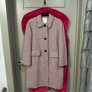 kate spade Black and White Houndstooth Trench Coat